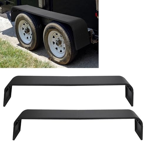 Detachable Trailer Fenders Double Axle for 13"-15" Tires with Assembly Structure Design-Steel Diamond Tread Plate Tandem Axle, Detachable Trailer Fenders Suitable for Car Hauler/Cargo