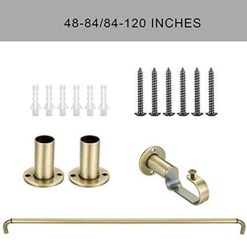Mayrhyme Room Darkening Curtain Rod 48-84 Inches, Wrap Around Design,1-Inch Diameter Single Drapery Rod, Extendable Metal Rod Set Of Window Treatment (Antique Bronze) #TOP2