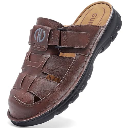 Zuecos de cuero de verano para hombre, hechos con piel suave de diseño mule