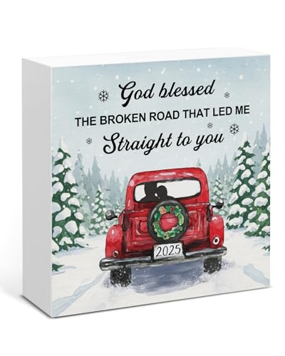 Image of Couple Christmas Decor, Anniversary Wedding Gifts for Boyfriend Girlfriend Husband Wife, Seasonal Christmas Holiday Home Office Decorations for Desk Table Shelf 5 X 5 Inches