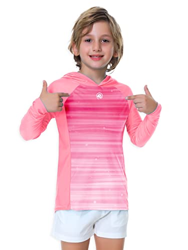 Image of AOBUTE Unisex Kids Long Sleeve Hoodie Rash Guard Boys UPF 50+ Swim Top with Thumb Hole 3-12 Years