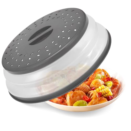 Microwave Splatter Cover Collapsible Microwave Cover for Food, Easy Grip Fruit Drainer BPA-Free...