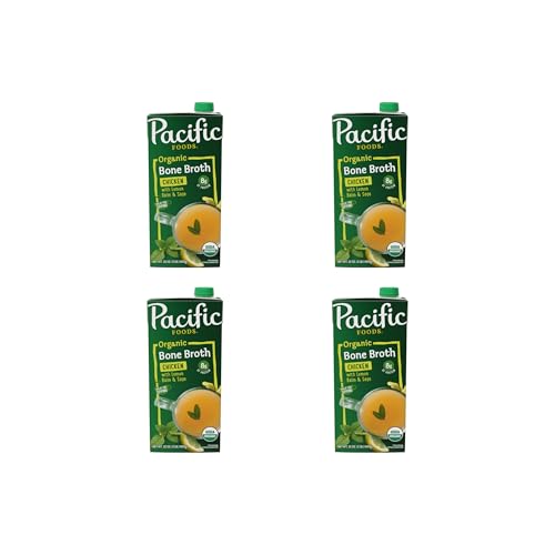 Image of Pacific Foods Organic Chicken Bone Broth with Lemon Balm and Sage, 32 OZ Carton (Pack of 4)