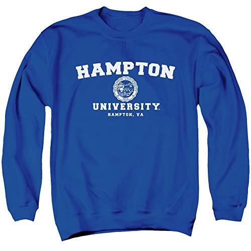 Hampton University Official Circle Logo Unisex Adult Crewneck Sweatshirt, Royal Blue, X-Large
