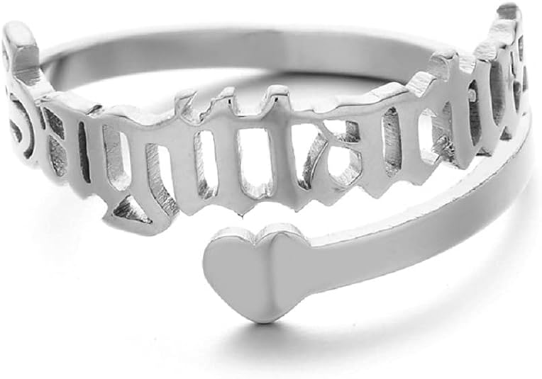 12 Zodiac Old English Letter Adjustable Stainless Steel Rings Gift for Women Dainty 12 Constellation Rings