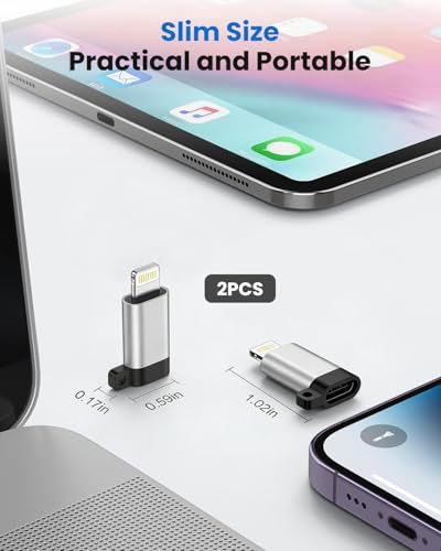 Image of Verilux 2Pcs PD 27W Type C to Lighting Connector with Anti-Lost Loop, USB C Female to Lighting Male Adapter with 480Mbps Data Transfer, Type C Connector for iPhone /iPad /Airpods, Not for Audio /OTG