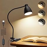 Tobeape Luminária de Leitura LED com Clipe, Luz de Leitura para Livro, Luminária de Mesa Flexível 360° com Pescoço de Ganso, 3 Temperaturas de Cor, 10 Níveis de Brilho, USB, para Estudo e Trabalho