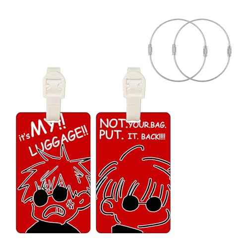 TJIUSI Etiquetas de Bagagem Anime Satoru para Malas Gojo Bagagem de Viagem 2 Peças de Silicone Engraçadas Etiquetas de Acessórios de Viagem Alça de Cinto e 2 Peças de Laço de Aço Inoxidável para Bolsa