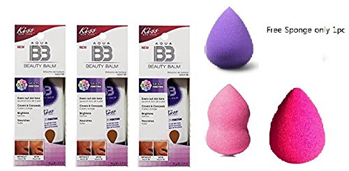 Ruby Kiss Aqua Bb 8 in 1 Multi Function Medium/Dark (Kbb03) 3pck - With Free Blending Sponge
