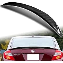 Q1-Tech, Carbon Fiber Lift Gate Trunk Spoiler Wing Compatible with 2012-2015 Honda Civic 4-DR/Sedan, Rear Trunk Lip Spoiler, 2013 2014, V2-Style