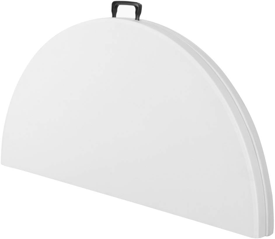 PRO&Family 48" Round Heavy Duty Granite White Plastic Bi-Folding Table Perfect for Indoor, Outdoor, Wedding, Restaurant, School, Hospital, Backyard, Garden, Office