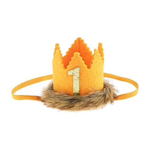 Wild One Faux Fur Baby Crown, Where The Wild Things are Party Supplies Crown for Baby First Birthday Decors (Yellow)