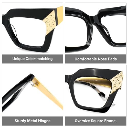Image of Zeelool Retro Oversized Square Blue Light Blocking Glasses ZJGA652634-03B Black