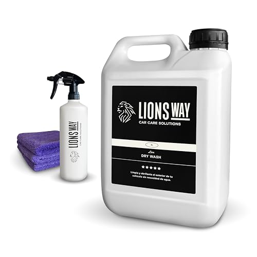 Limpieza De Coche Profesional En Seco C/Cera De Carnauba [RAPIDO y SIN agua] 5 LITROS. Sellado Cerámico e Hidrofobico P/Coche Y Moto. Limpiador Y Abrillantador De Exterior + Pulverizador + 2 Bayetas