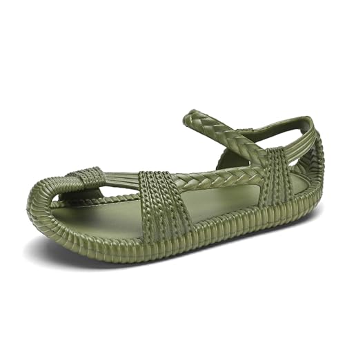 Unisex Grass Resistant woven shoes, Beach Shoes, EVA sandals, Flat Sandals Comfortable Slip On Leather Slide Sandals