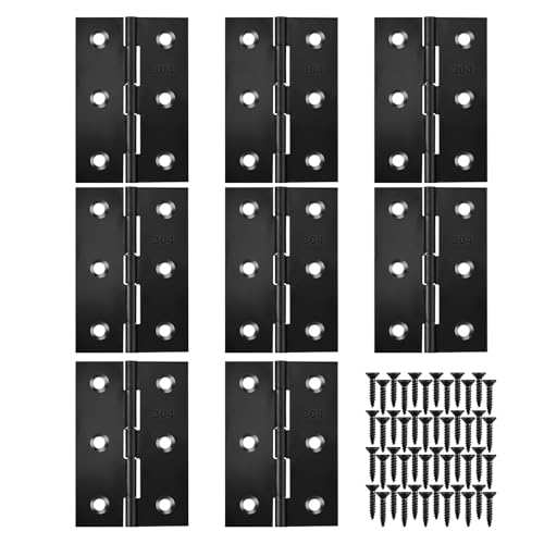 Black Butt Hinges 3 Inch for Furniture Door Window Case Lid and Wooden Box Chest, Pack of 8