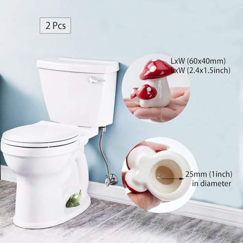 Image of ZUNON Toilet Bolt Caps, Toilet Bolt Covers Decorative, Ceramic Cute Mushroom Decor Covers Toilet Screw Covers Bolts Bathroom Decor Easy Installation Set of 2 (Red Mushroom 2PCS)