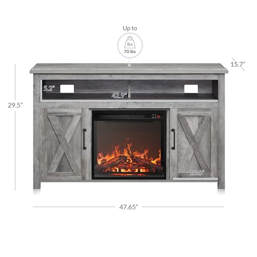 Belleze Corin Electric Fireplace with Remote Control for TVs up to 55 Inches - Grey - Image 8
