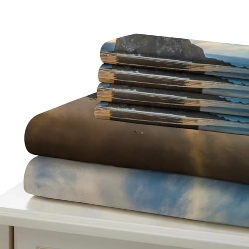 Housse de Couette Coucher de Soleil 3D Parure Lit King Microfibre