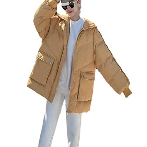 Manteau à capuche en coton femme automne hiver veste jaune chaud M
