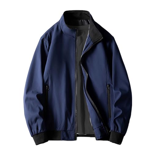Chaquetas casuales para hombre, primavera y otoño, chaqueta bomber para hombre, bolsillos con cremallera, cuello alto, abrigo universitario, abrigo informal para exteriores, chaqueta deportiva ligera