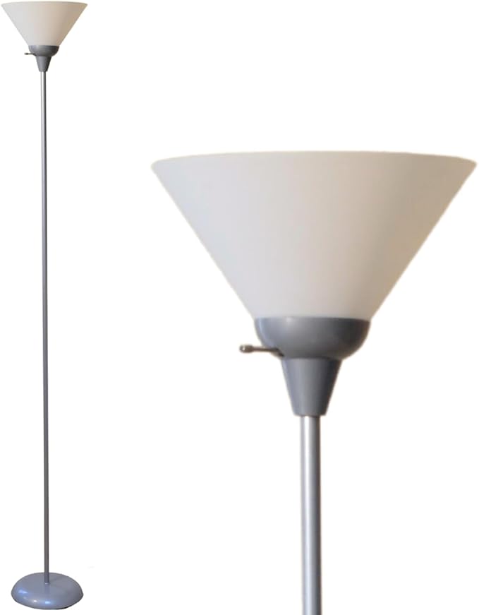 Lightaccents Licht accents lichtaccenten 100 watt staande lamp met witte kap (zilver) van