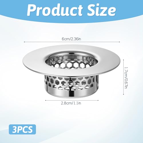 Coladores de acero inoxidable para desagüe de lavabo 3 pcs miniatura 2