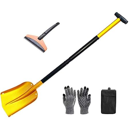 Amazon スコップ 雪かき 折りたたみ 軽量 シャベル 雪 ショベル 除雪 アルミ スノースコップ 長さ調整可能 最長110cm 泥取り 災害対策 車用雪かきスコップ 防寒グローブ 専用収納バッグ付き スノーダンプ ラッセル