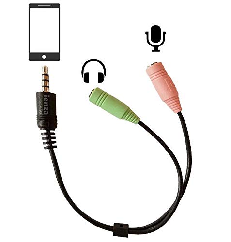 Smartphone / PC Combo Jack Mic & Headphone Splitter Adapter for iPhone, Tablets, PC, Laptop, Mac & Android Devices for YouTube, Vlog, Podcast, Video Chat