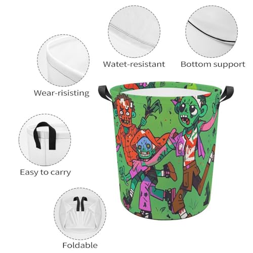 Panier à linge pliable et imperméable pour chambre : bac à linge compact style zombies - 5