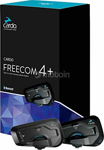 Cardo FRC4P101 - FREECOM 4 Plus Motorcycle 4-Way Bluetooth Communication System Headset - Black, Dual Pack