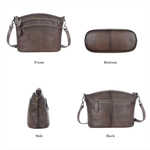 Image of HESHE Crossbody Bags for Women Genuine Leather Purses with Multi-Pockets Vintage Ladies Small Shoulder Satchel Bag