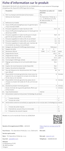 TCL 50PF650 50 Pouces 4K Ultra HD, HDR TV, Smart LED Fire TV (Dolby Vision, Dolby Atmos, DTS, HDR 10, Airplay2, Miracast)