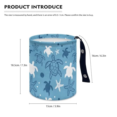 Image of Turtle Print Hanging Car Trash Bag Car Trash Can with Adjustable Buttons Collapsible Multipurpose Car Storage Bag Road Trip Essentials