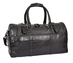 House of Leather Echtes Leder Reisetasche Kreuzkörper Duffle Wochenende Sport Fass-Beutel Porto Schwarz