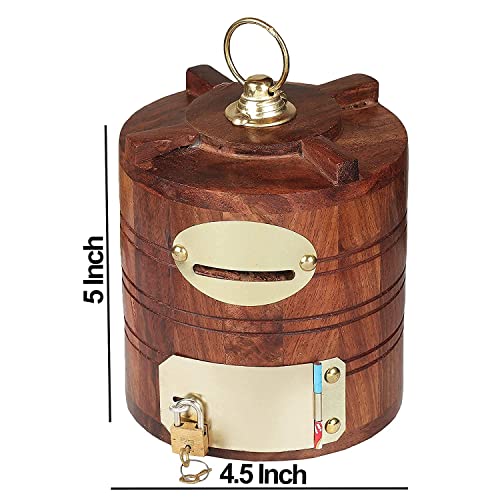 Wooden Piggy Bank Gullak For Kids And Adults Wooden Handicrafts Money Box With Lock Water Tank Shape #TOP4