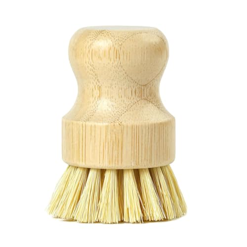Bamboo Palm Brush,Natural Bamboo Dish Scrub Brushes Soft Bristle Eco Dish Brush Sisal Dish Brush Plant Based Bamboo Palm Brush for Washing Pot Pans Vegetables