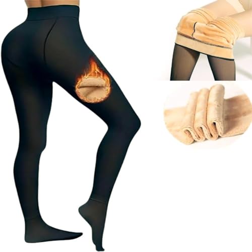 Meia Calça Feminina Térmica Peluciada Forrada Grossa Preta De Lã Inverno Confortável com Pé Quentinh