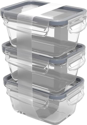 Rotho Kühlschrankdose Glas CLIC & LOCK 0,5 L, 3er Set Vorratsdose