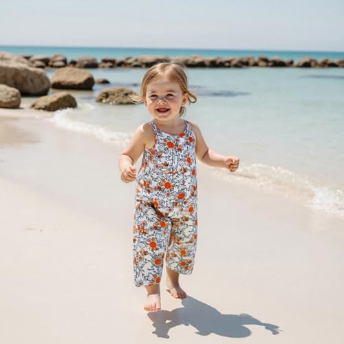 Emmababy Baby Girl Bell Bottom Romper Floral Jumpsuit Toddler Wide Leg Outfit Spaghetti Strap Overalls Sleeveless Playsuit4
