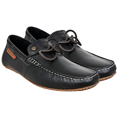 Image of Hx London Men's Leather Lace-Up Driving Style Loafers
