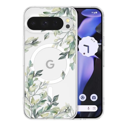 RALEAVO Magnetisch Hülle für Google Pixel 10/10 Pro, Kompatibel mit MagSafe Kabellosem Laden, Fester PC Niedlich Blumen ...