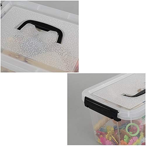 Asking 6 L Plastic Storage Box with Handle, 6-Pack Clear Storage Latch Boxes