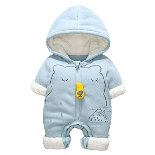 Barboteuse hiver bébé en velours chaud bleu pour fille et garçon de 60 à 100 cm