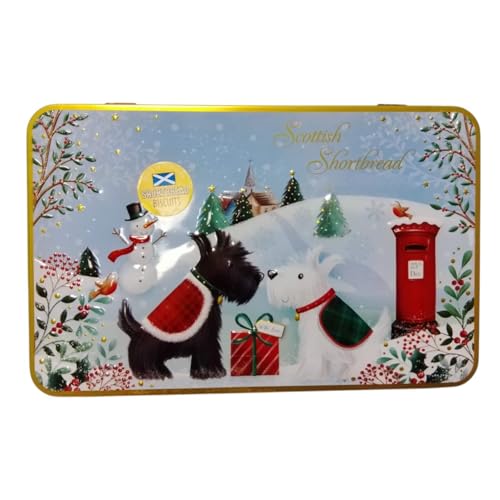 Scottish Shortbread Biscuit Gift Tin Decorative Winter Design Assorted Butter Flavoured Cookies Traditional Recipe Crunchy Texture Ready to Serve Snack Box