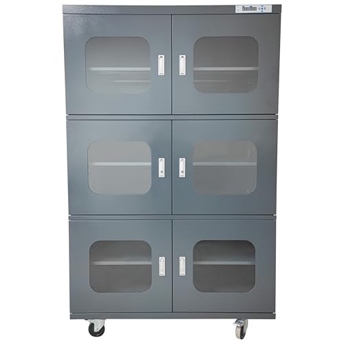 TECHTONGDA 1-10% RH Electronic Dry Cabinet 6 Doors 1428L/ 377Gal Industrial Desiccator Cabinet Moisture Proof Storage Cabinet 20W