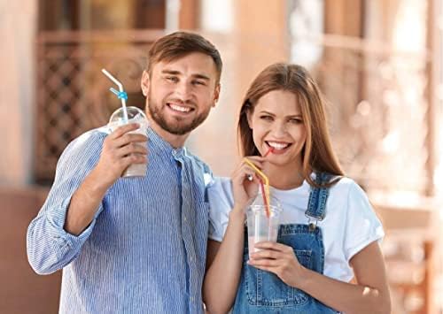 Sabco - 50pcs 12oz Plastic Cups with Lids - Clear Cup & Lid Ideal for Milkshake Frappe Juice Smoothie Cup Boba Cup Reusable Tea Coffee Drink Slush - Perfect for Takeaway & Restaurants.