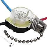 CeilingFanSwitch Zing Ear ZE-110 Ceiling Fan Light Switch 3 Way 3-Wire Replacement Pull Chain Switch (Black Nickel)