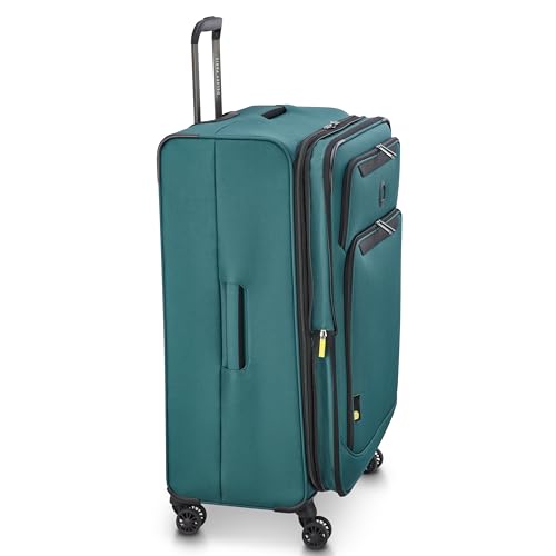 Image of DELSEY PARIS Sky Max 3.0 Checked Suitcase 28 Inch Large, Lightweight Softside Expandable Luggage, Spinner Wheels, Soft Touch Handle, Teal Blue