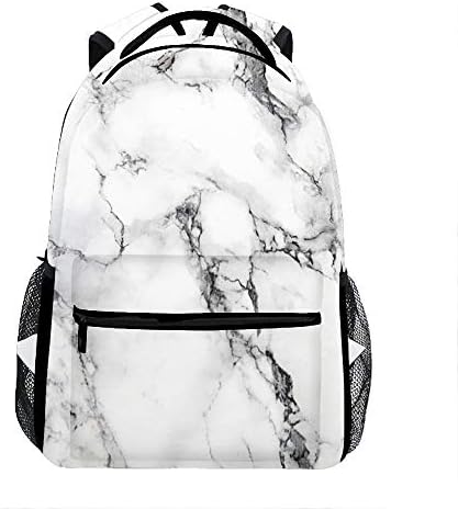 Laptop Backpacks White Marble Girls Women Travel Daypack Bag
